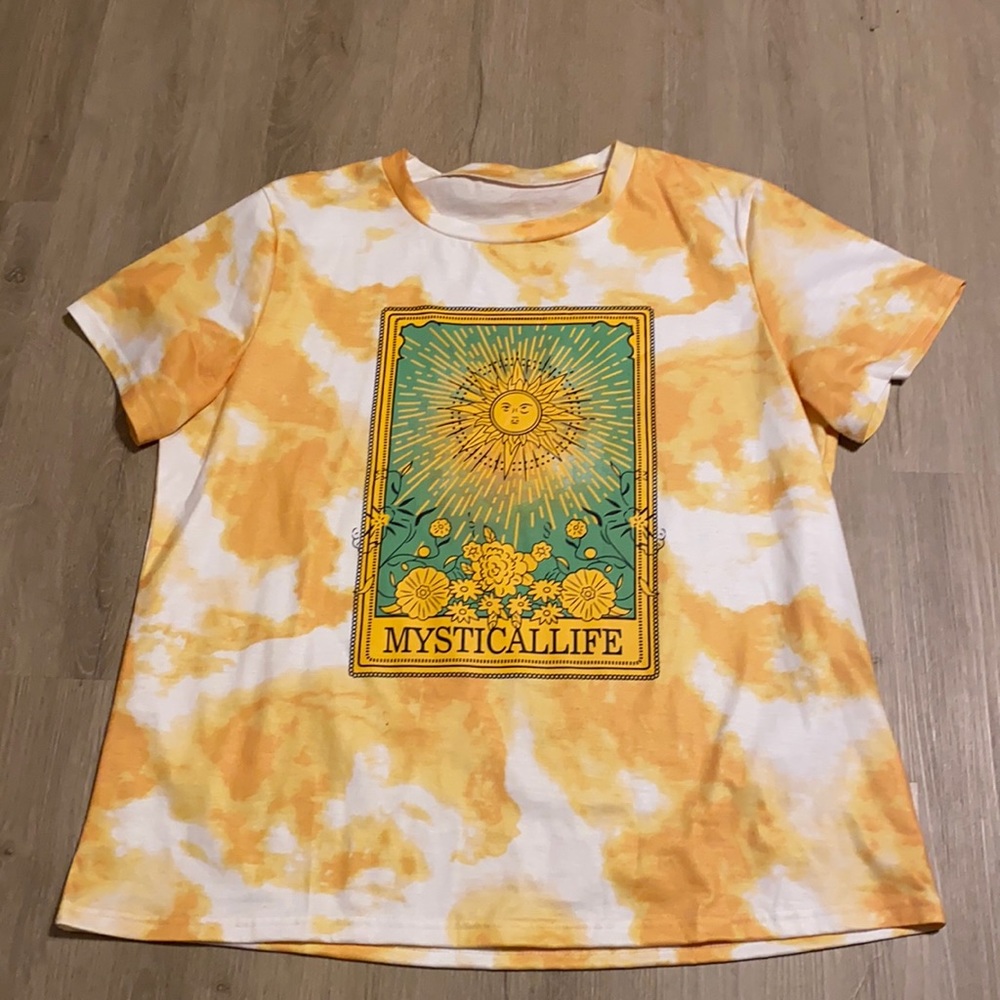 YELLOW MARBLE SUN TAROT CARD T SHIRT PLUS SIZE